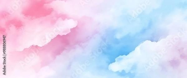 Fototapeta Abstract pink and blue sky with clouds.