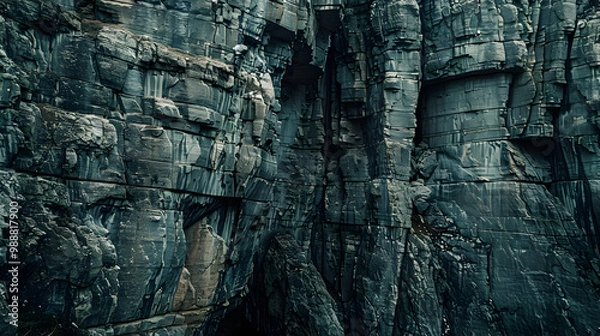 Fototapeta Close-Up of a Rugged Cliff Face with Striking Layers