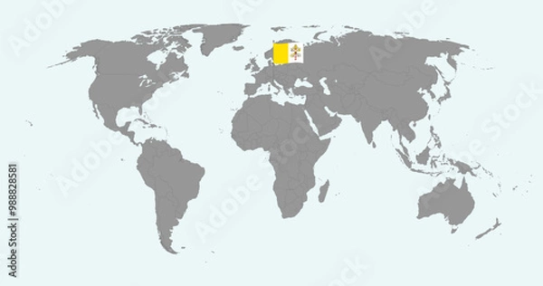 Fototapeta Pin map with Vatican City flag on world map. Vector illustration.