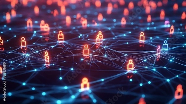 Fototapeta Futuristic Technology: Abstract Digital Interfaces, Data Networks, and AI Conceptual Art