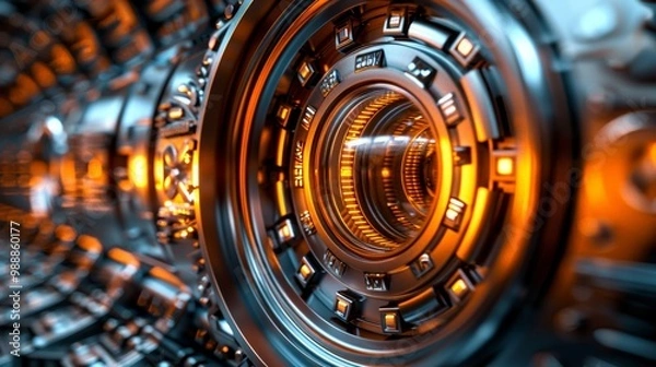 Fototapeta Futuristic Technology Concept Representing Mitigating Risks with Advanced Security Systems and Data Protection