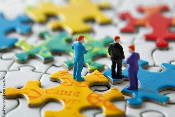 Fototapeta business team work building a puzzle