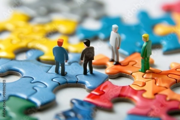 Fototapeta business team work building a puzzle