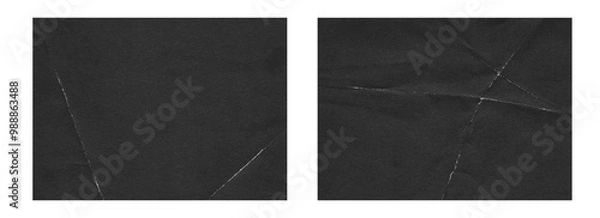 Obraz Set of Folded paper horizontal textures, old retro 90s black grunge texture for photo effect
