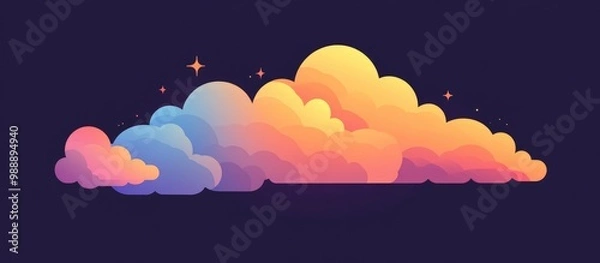 Fototapeta Colorful cartoon cloud in a flat design style