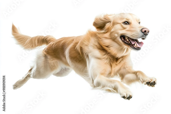 Obraz  a runing black dog on white background