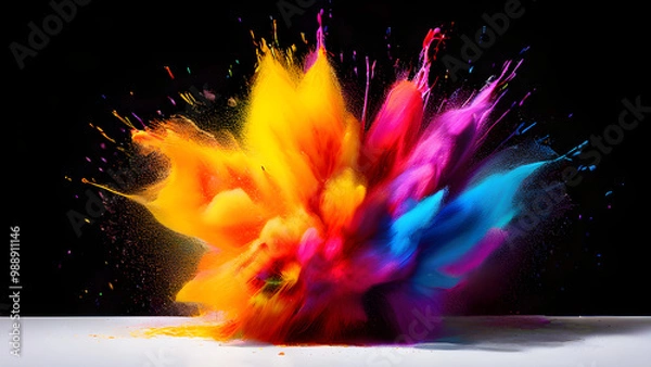 Fototapeta explosion of pride rainbow paint isolate on black background