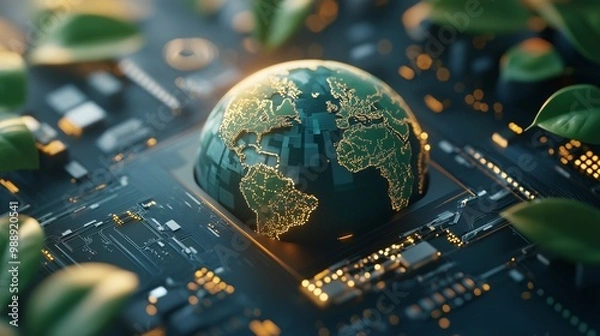 Obraz Global Technology and Environmental Sustainability Concept