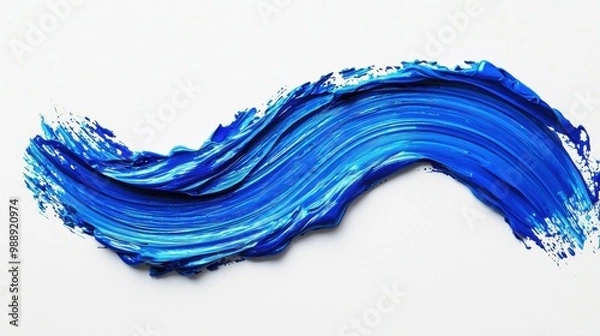 Fototapeta A highly detailed 3D brush stroke of vibrant blue
