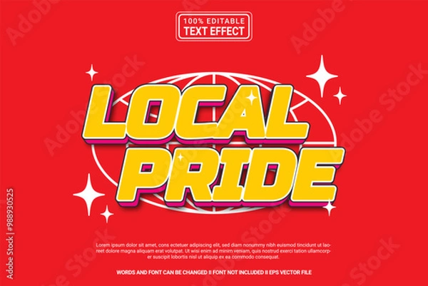 Fototapeta Editable text effect - Futuristic Local Pride template style modern premium vector