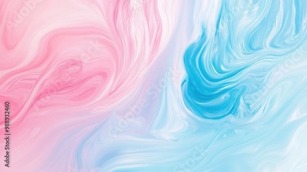 Fototapeta Abstract pastel background with swirling brushstrokes of soft pink, blue, and mint, blending together in a smooth, harmonious pattern.