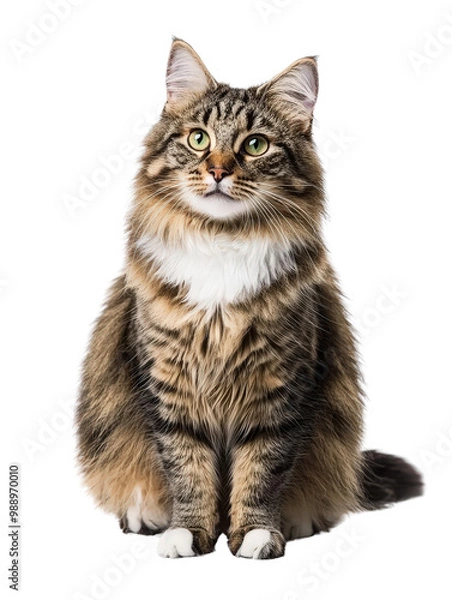 Obraz Joyful Norwegian Forest Cat on Isolated Background