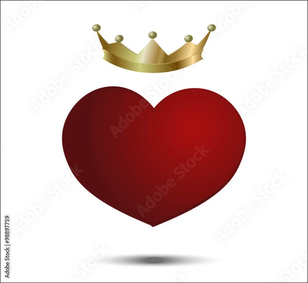 Obraz red heart with crown
