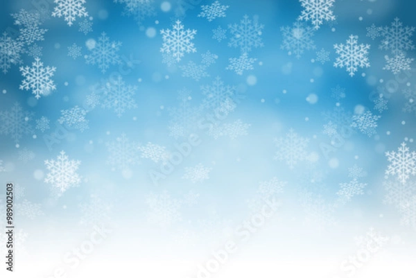 Fototapeta Christmas background with blue pattern winter card snow snowflakes copyspace copy space