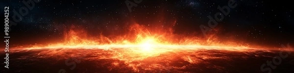 Fototapeta dramatic sunrise in space