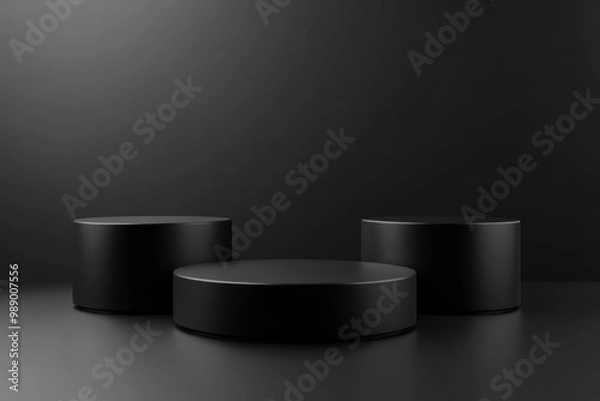 Obraz Elegantly designed low black podiums on a soft background