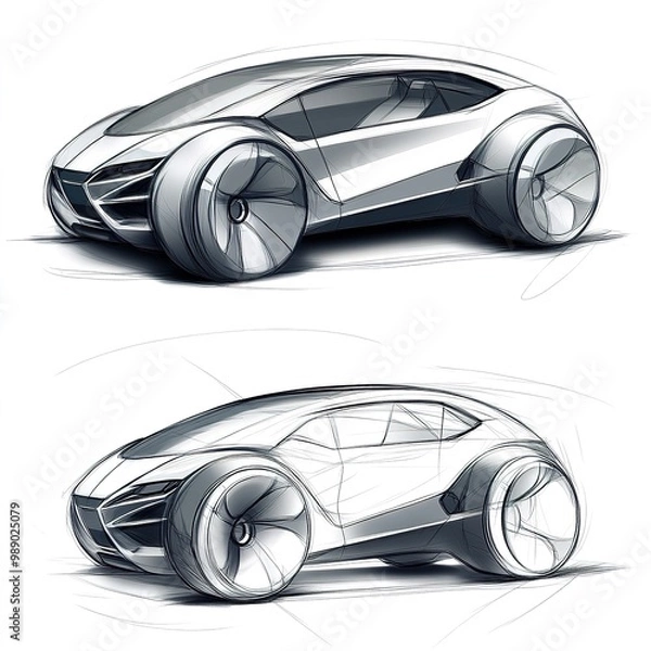 Fototapeta an automotive design sketch of a b-segment size car. 