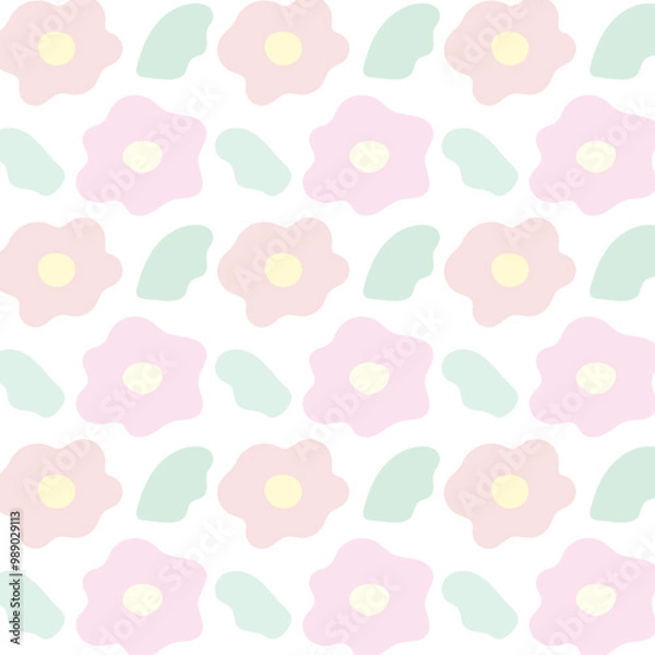 Fototapeta お花のシンプルなパターンスクエア壁紙⭐︎PNG