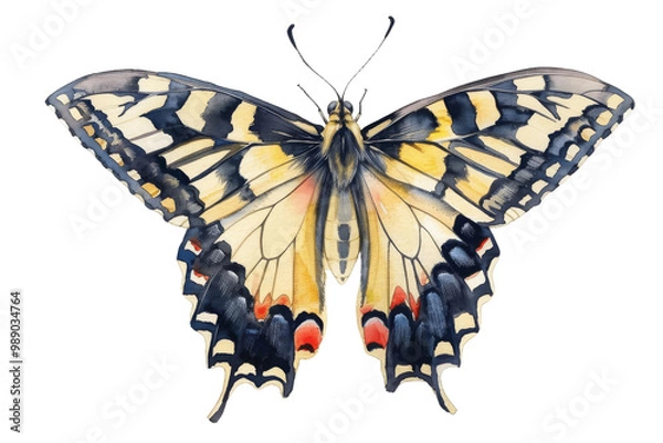 Fototapeta PNG Colorful butterfly on white isolated background.