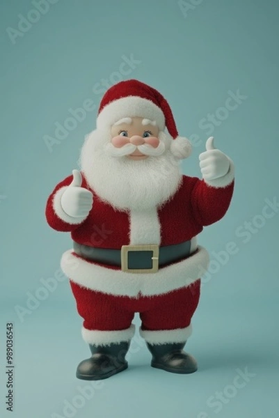 Fototapeta 3D Santa Claus Giving a Thumbs Up in a Positive Gesture