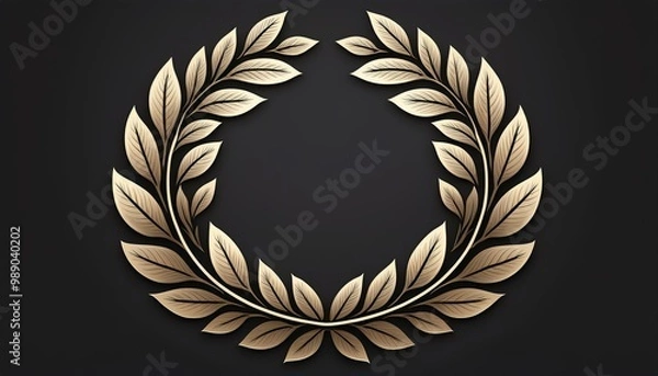 Fototapeta Laurel wreath leaf circle template for design elements