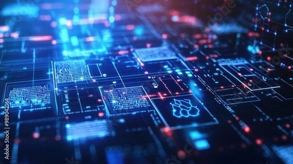 Fototapeta Futuristic Digital Circuit Board Technology Abstract Background
