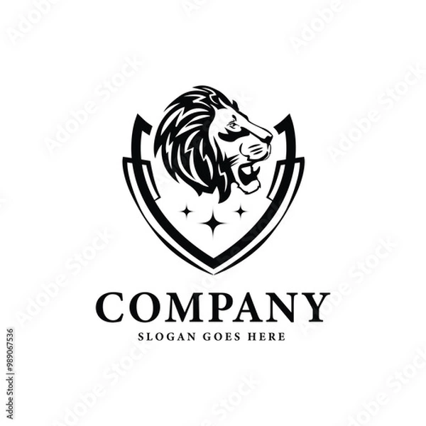 Fototapeta King lion logo concept badge template design