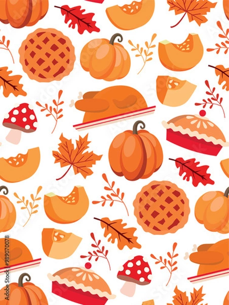 Obraz Cozy colorful fall seamless pattern
