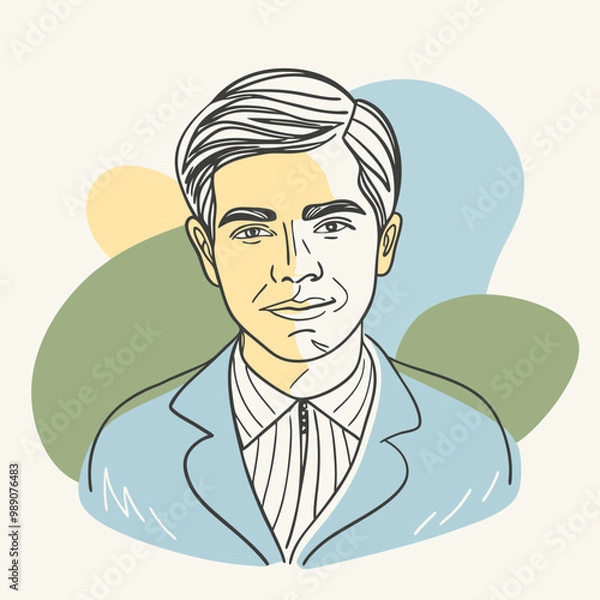 Fototapeta Entrepreneur with Blue Aesthetic and White Background, Business and Startup Concept Vector Art