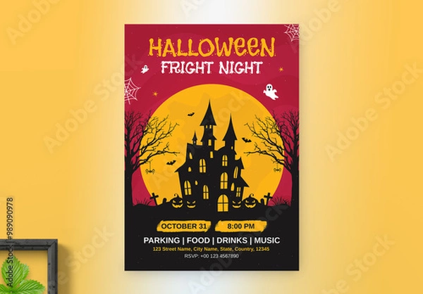 Fototapeta Halloween Night Event Invitation Flyer with Red Accents