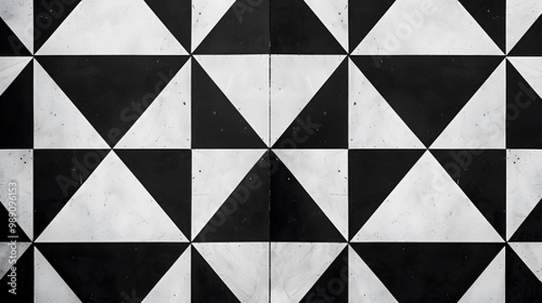 Fototapeta Black & White Geometric Triangle Pattern Background
