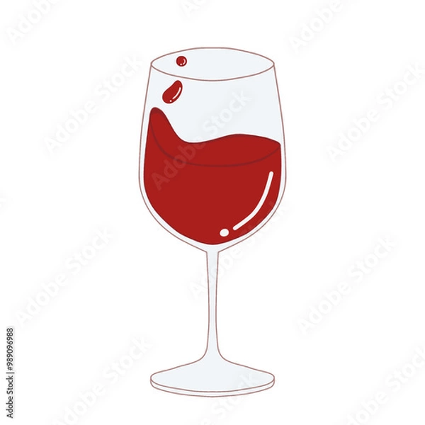 Fototapeta 赤ワインのイラスト素材　揺れる