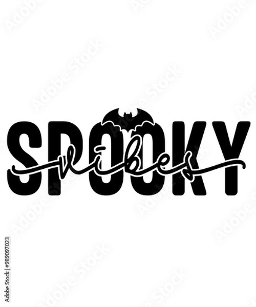 Fototapeta Halloween spooky vibes typography design on plain white transparent isolated background for card, shirt, hoodie, sweatshirt, apparel, card, tag, mug, icon, poster or badge