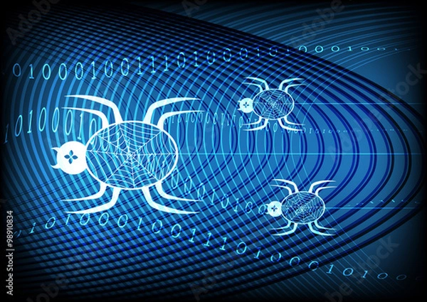 Obraz Spider Technology Blue Background Vector Illustration
