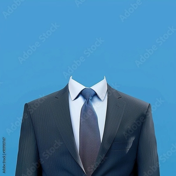 Obraz Professional Men's Suit ID Photo Template: Elevate Your Image with a Stylish Blue Background