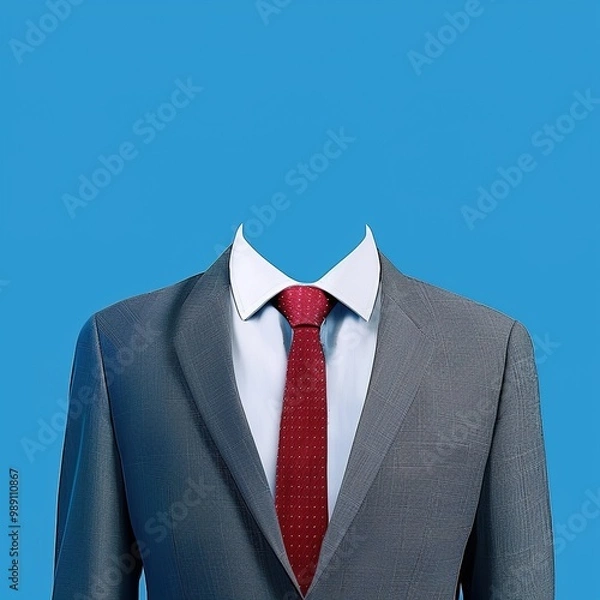 Obraz Professional Men's Suit ID Photo Template: Elevate Your Image with a Stylish Blue Background