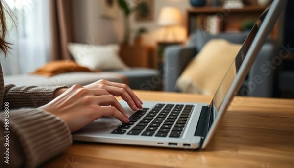 Fototapeta person typing on laptop. person typing on a laptop. preson working on laptop