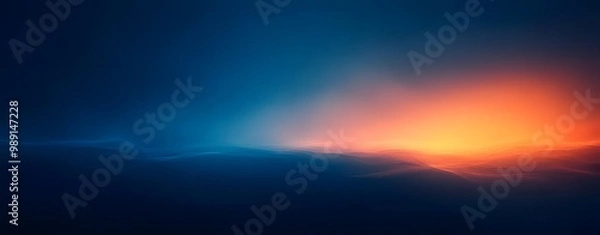 Obraz Abstract Dark Blue Gradient Background with Orange Glow