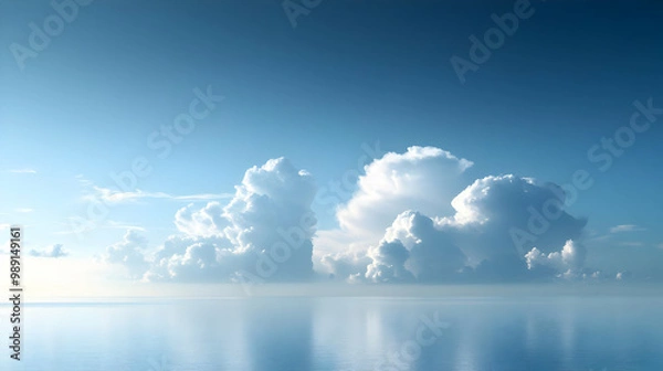 Fototapeta Clouds Reflecting on Calm Ocean Waters, Serenity and Tranquility