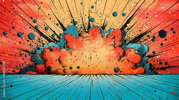 Fototapeta Abstract Background with Explosion and Stripes Illustration