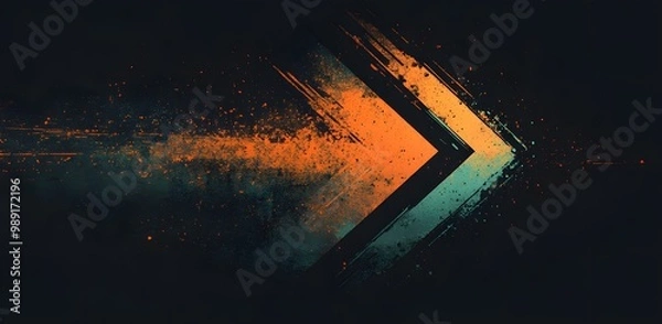Fototapeta Abstract Arrow Gradient in Orange and Teal
