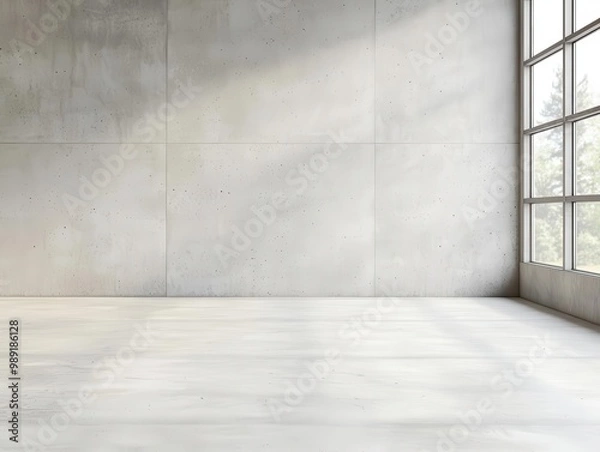 Fototapeta Modern home under construction with concrete walls being polished, concrete polishing, industrial design