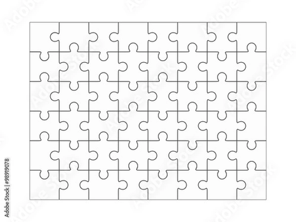 Fototapeta Jigsaw puzzle blank 6x8 elements, fourty-eight vector pieces.