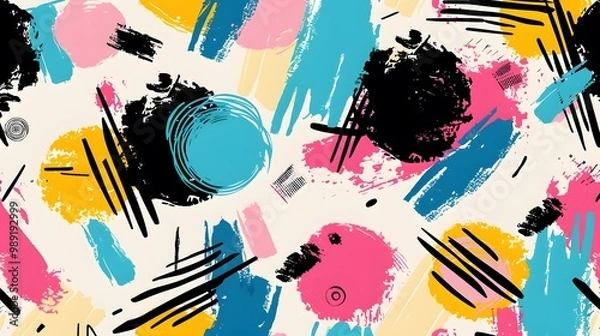 Obraz Retro 80s Abstract Shapes Seamless Pattern