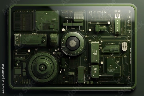 Fototapeta Green energy card focused on the future of AI in energy audits offering a spacious blank space on the lower right surrounded by subtle data visualization and energysaving patterns