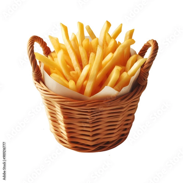 Obraz Basket of french fries on transparent background