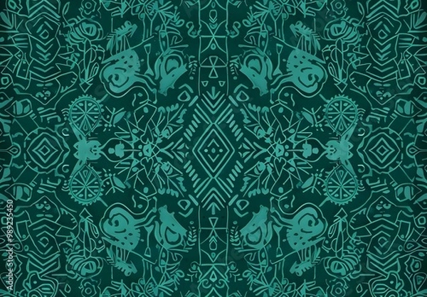 Obraz Teal Geometric Pattern for Scrapbooking