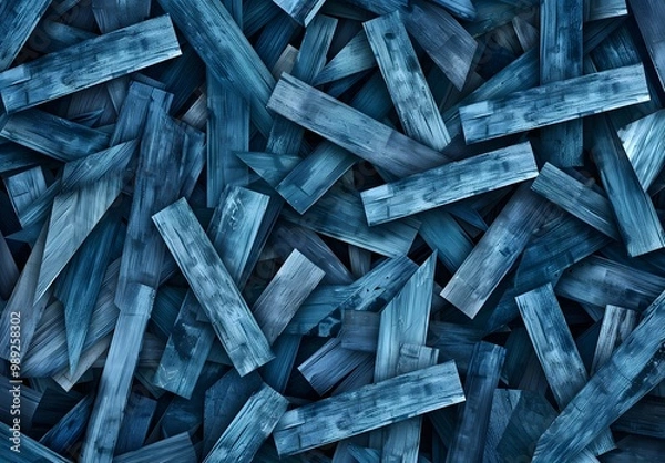 Fototapeta Abstract Blue Geometric Wooden Pattern
