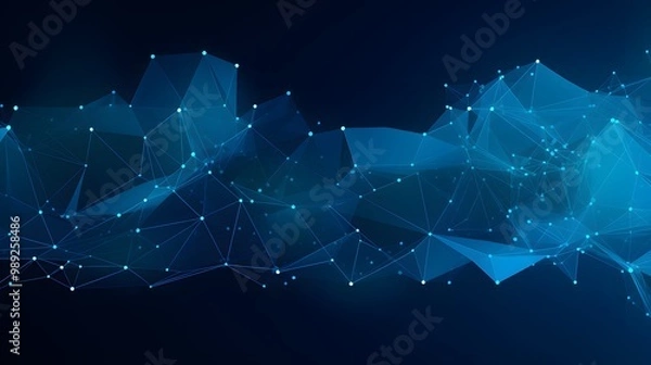 Fototapeta Abstract Blue Glowing Polygonal Shapes - Technology Design