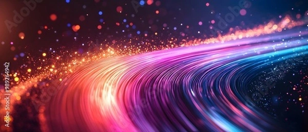 Fototapeta Fiber Optic Communication in Telecommunication Visualizing the Speed and Efficiency of Data Transfer Through Optical Fibers Photography Concept with Copy Space for Text